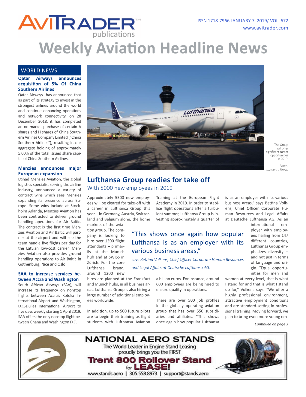 Weekly Aviation Headline News