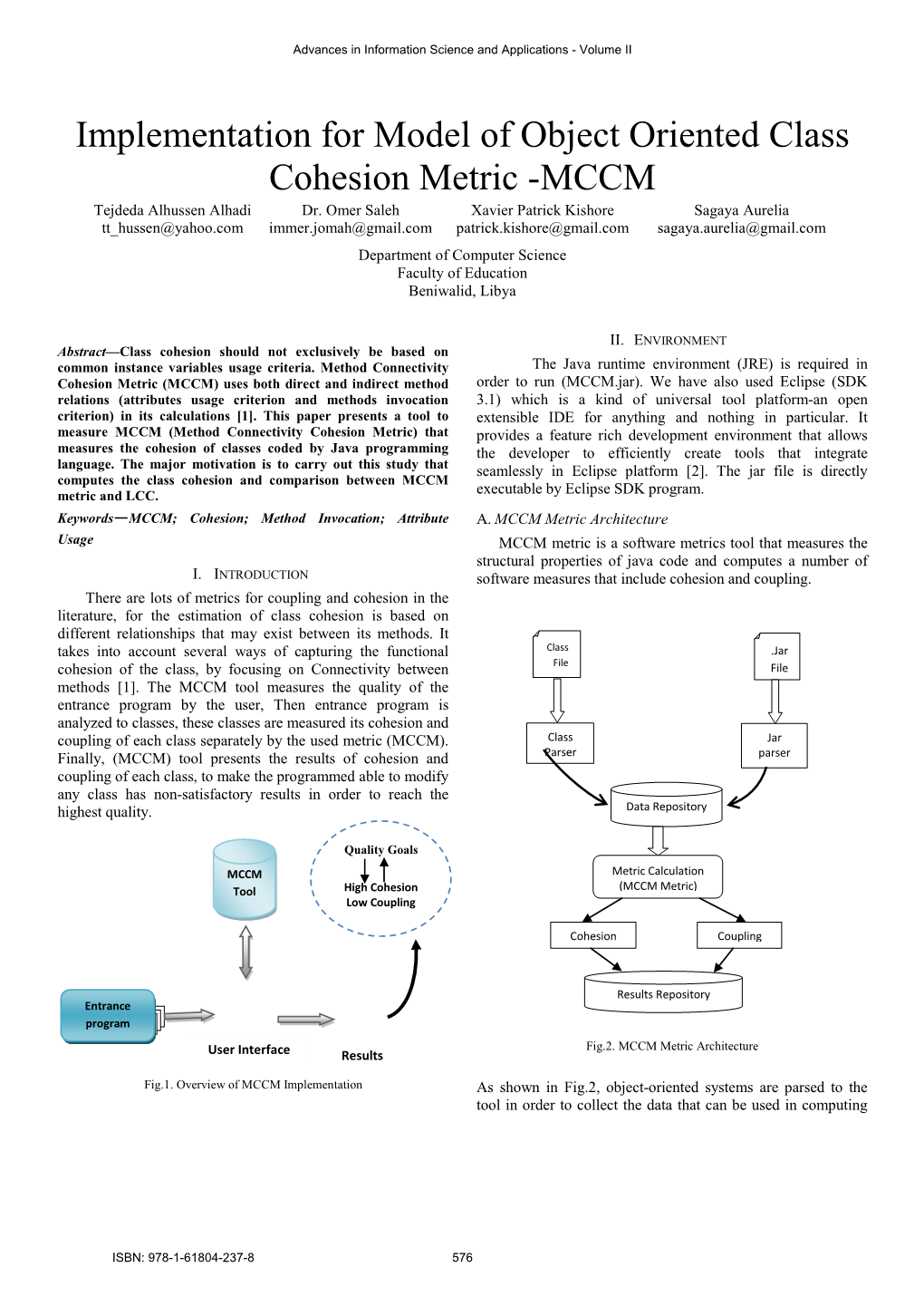 Implementation for Model of Object Oriented Class Cohesion Metric -MCCM Tejdeda Alhussen Alhadi Dr