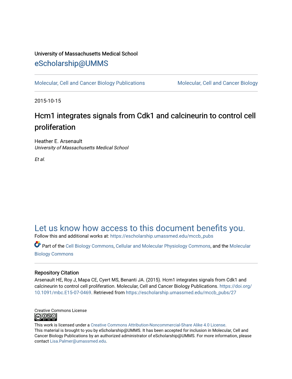 Hcm1 Integrates Signals from Cdk1 and Calcineurin to Control Cell Proliferation