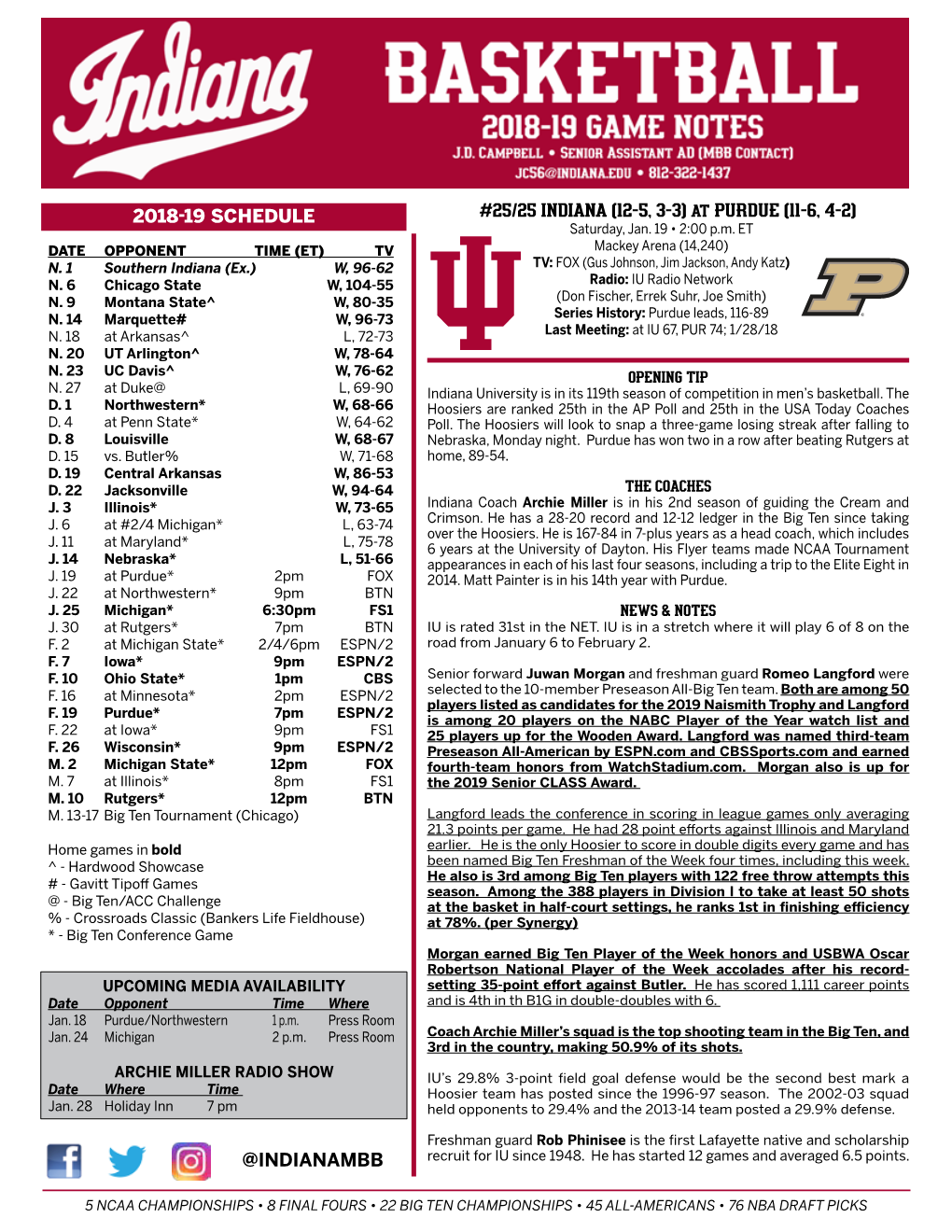 At PURDUE (11-6, 4-2) Saturday, Jan