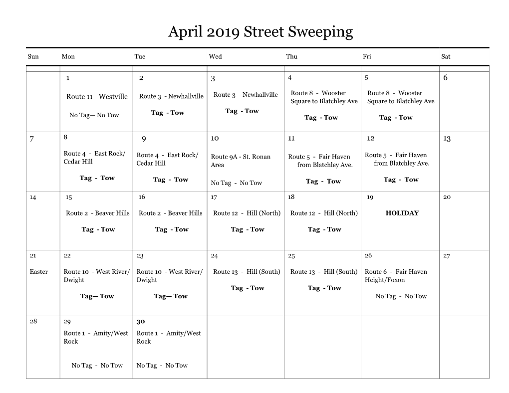 April 2019 Street Sweeping