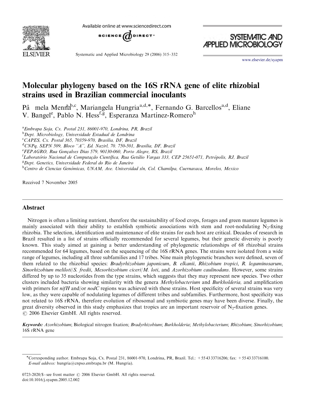 Systematic and Applied Microbiology 29 (2006) 315–332