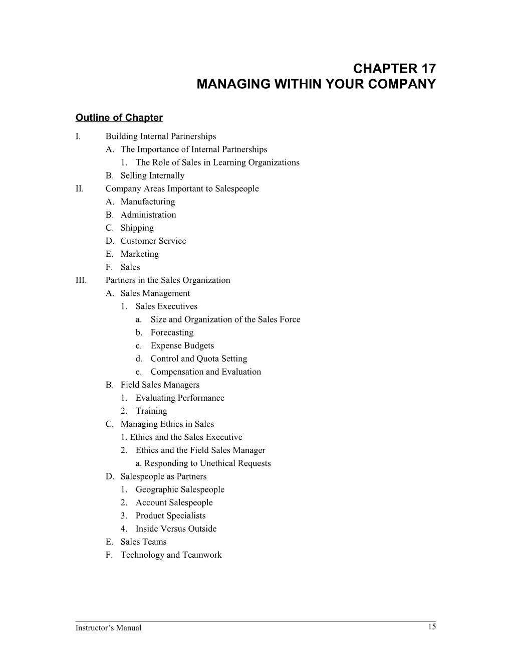 Managing Within Your Company