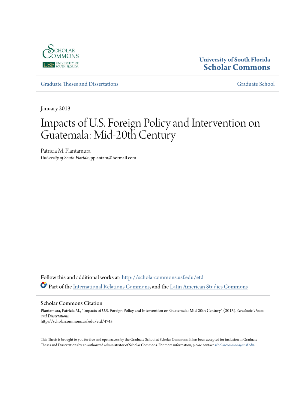 Impacts of US Foreign Policy and Intervention on Guatemala