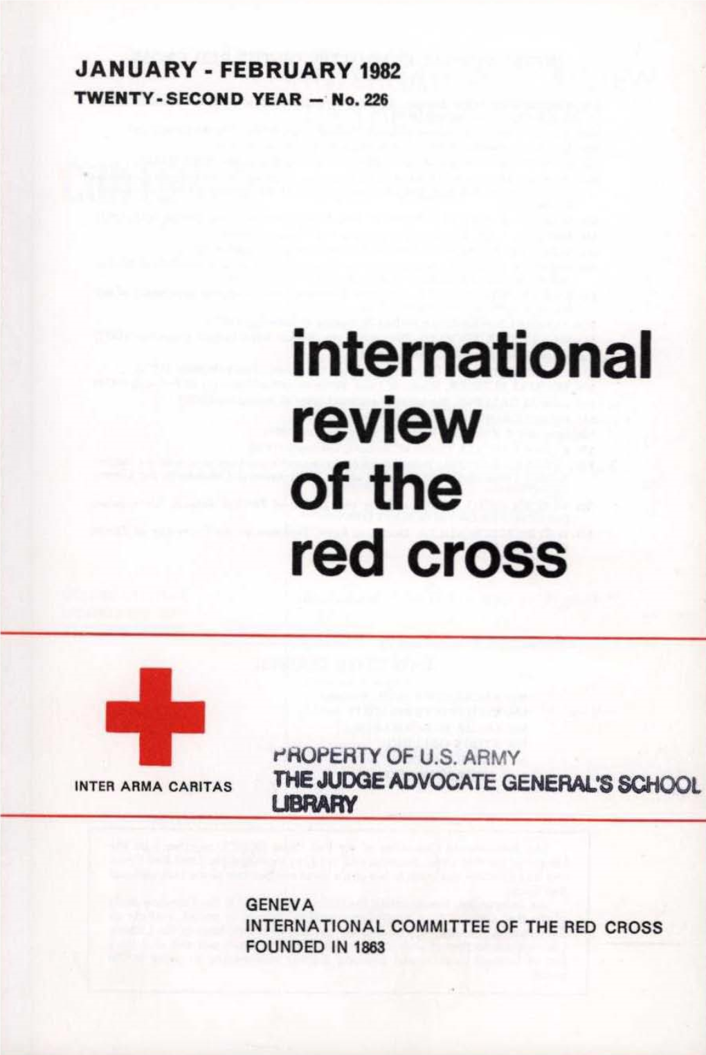 International Review of the Red Cross, January-February 1982