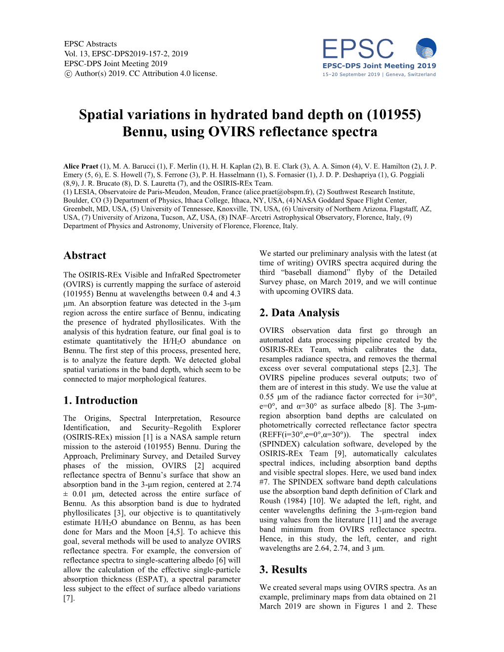 Spatial Variations in Hydrated Band Depth on (101955) Bennu, Using OVIRS Reflectance Spectra