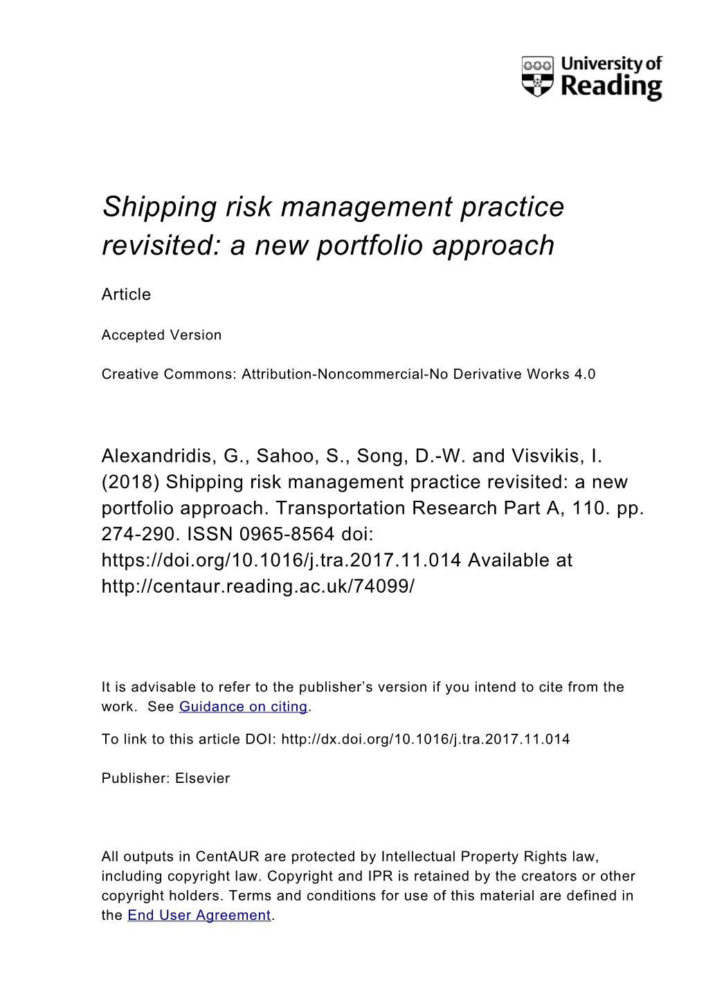 Shipping Risk Management Practice Revisited: a New Portfolio Approach