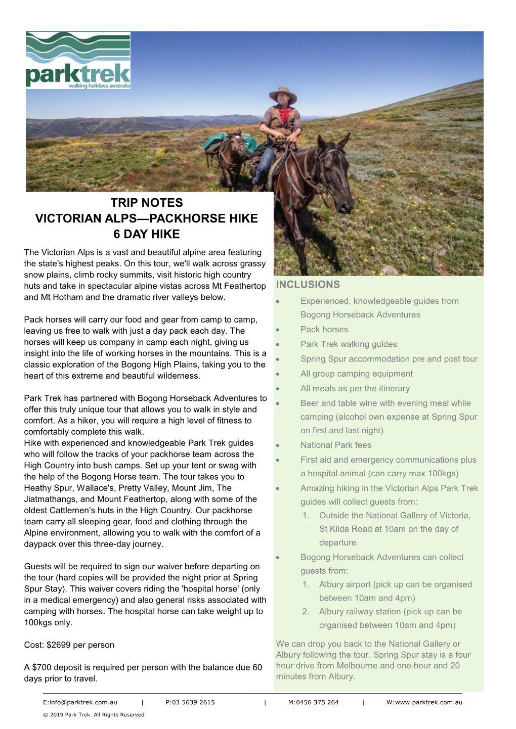Trip Notes Victorian Alps—Packhorse Hike 6 Day Hike