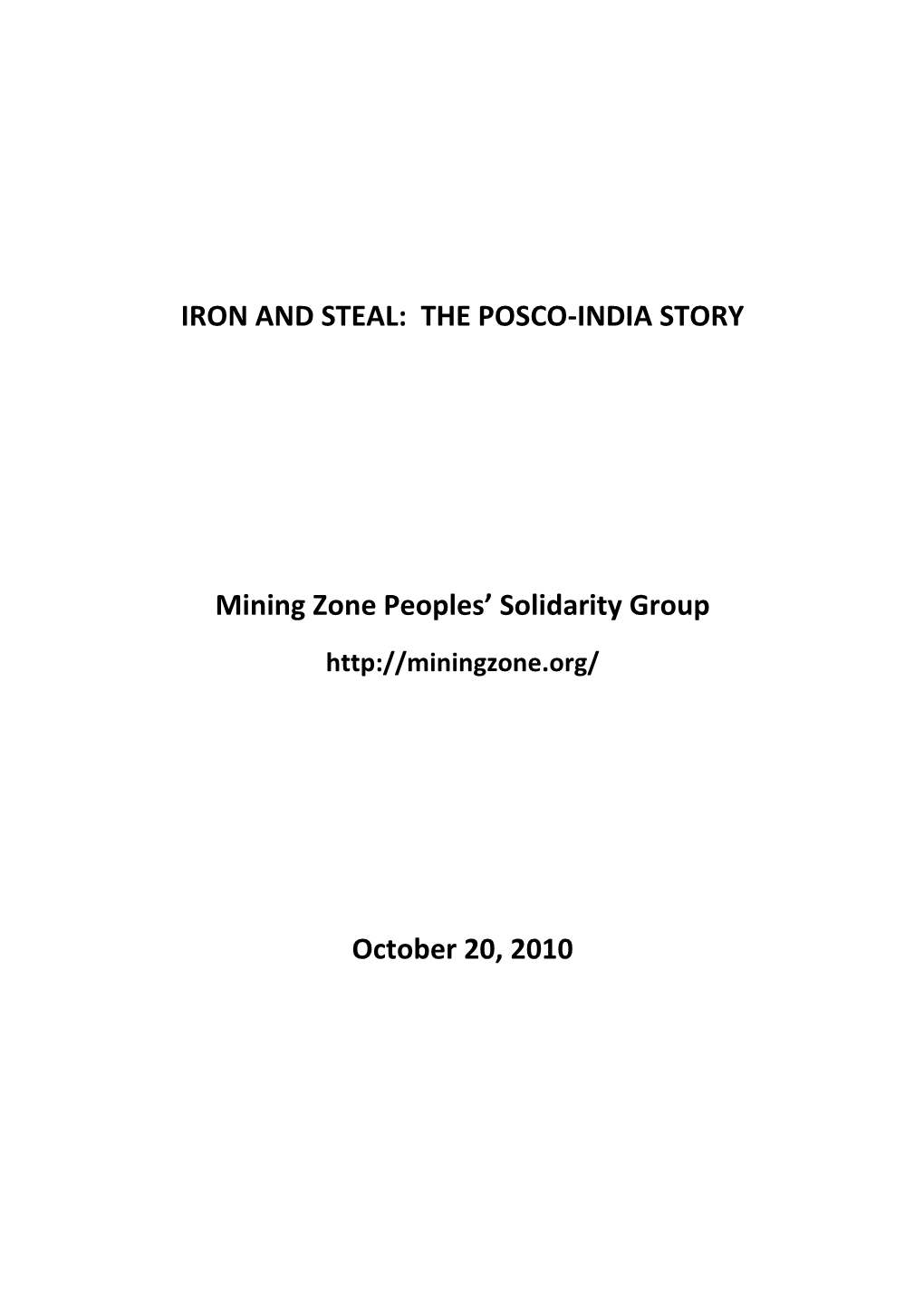 The Posco-India Story