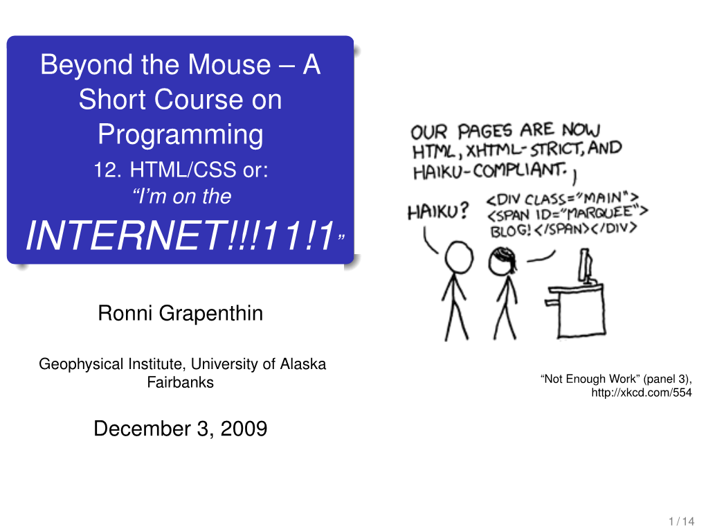 HTML/CSS Or: “I’M on the INTERNET!!!11!1”