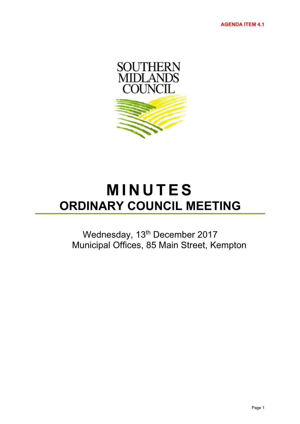 Minutes Ordinary Council Meeting