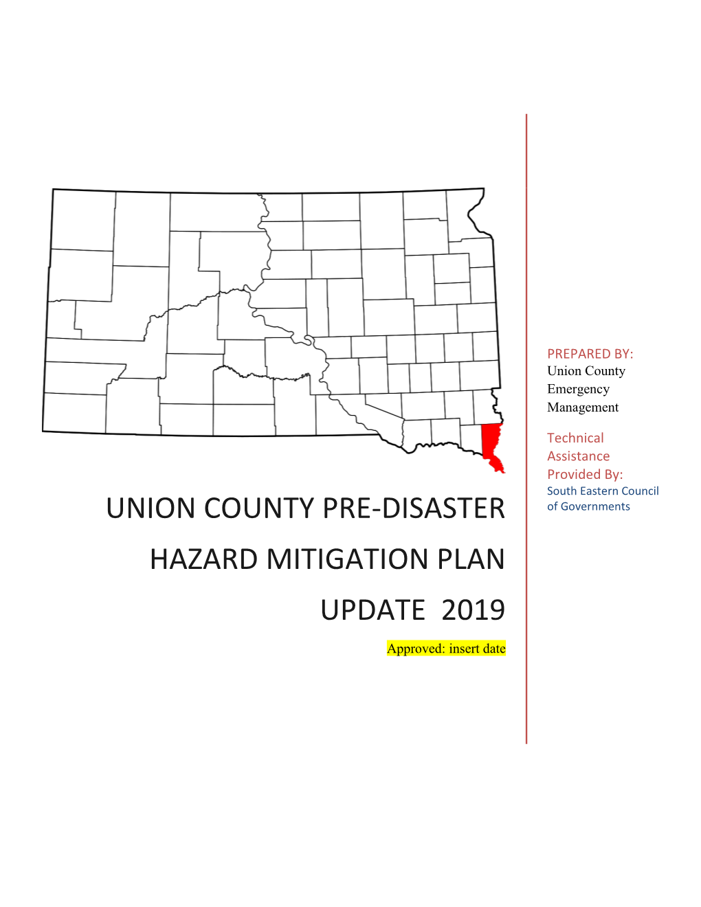 UNION COUNTY Pre-Disaster Hazard Mitigation Plan UPDATE 2019