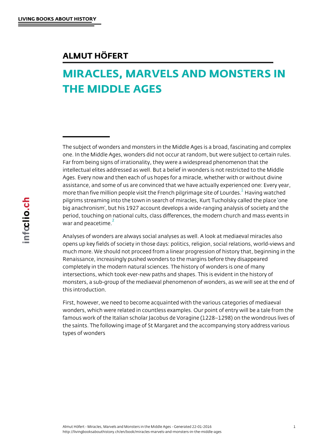 Miracles, Marvels and Monsters in the Middle Ages
