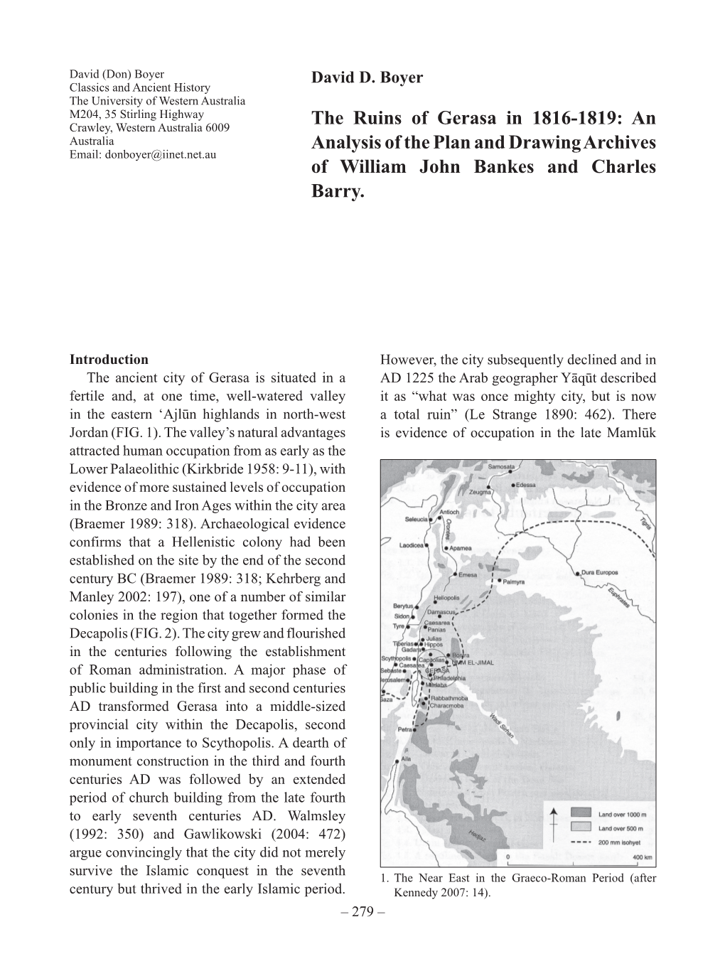 The Ruins of Gerasa in 1816-1819: an Analysis of the Plan and Drawing