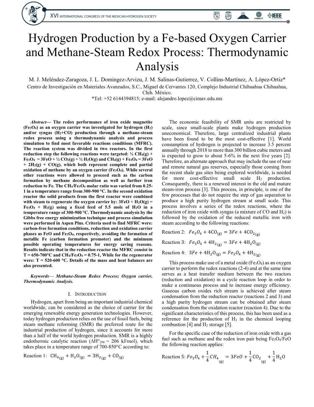 Hydrogen Production by a Fe-Based Oxygen Carrier and Methane-Steam Redox Process: Thermodynamic