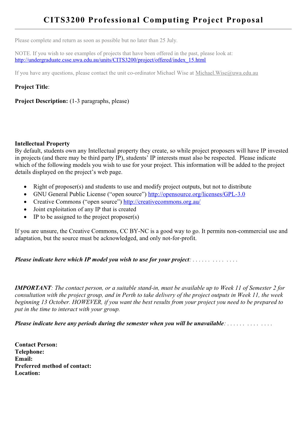 CITS3200 Professional Computing Project Proposal