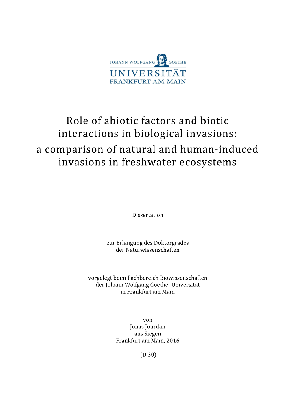 Role of Abiotic Factors and Biotic Interactions in Biological Invasions: a Comparison of Natural and Human-Induced Invasions in Freshwater Ecosystems