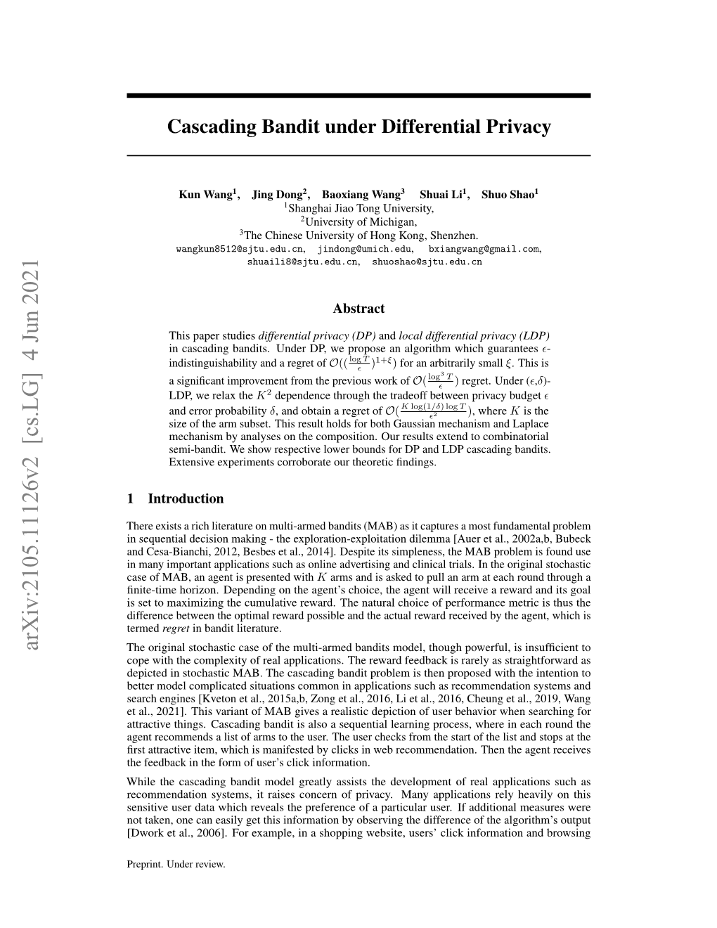 Arxiv:2105.11126V2 [Cs.LG] 4 Jun 2021