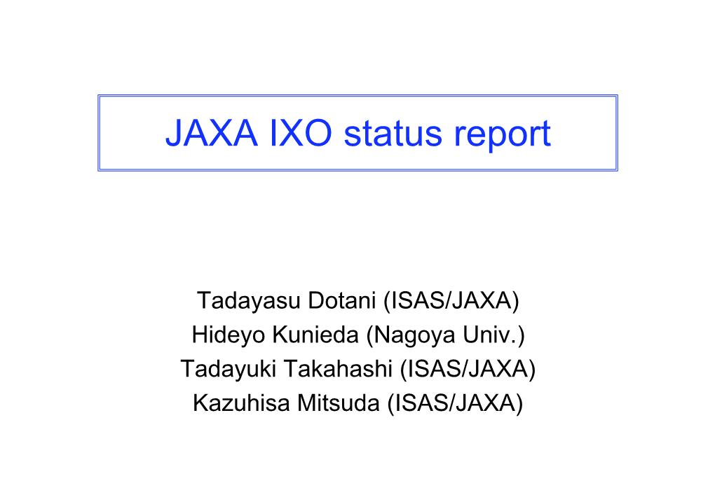 JAXA IXO Status Report