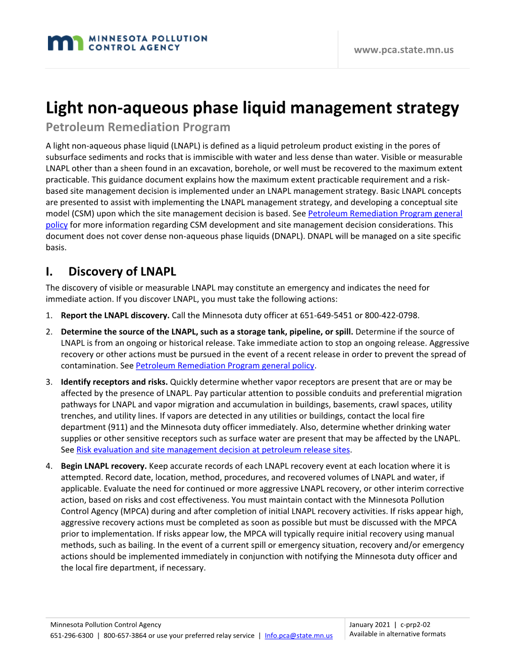 2-02 Light Non-Aqueous Phase Liquid Management Strategy (C-Prp2-02)