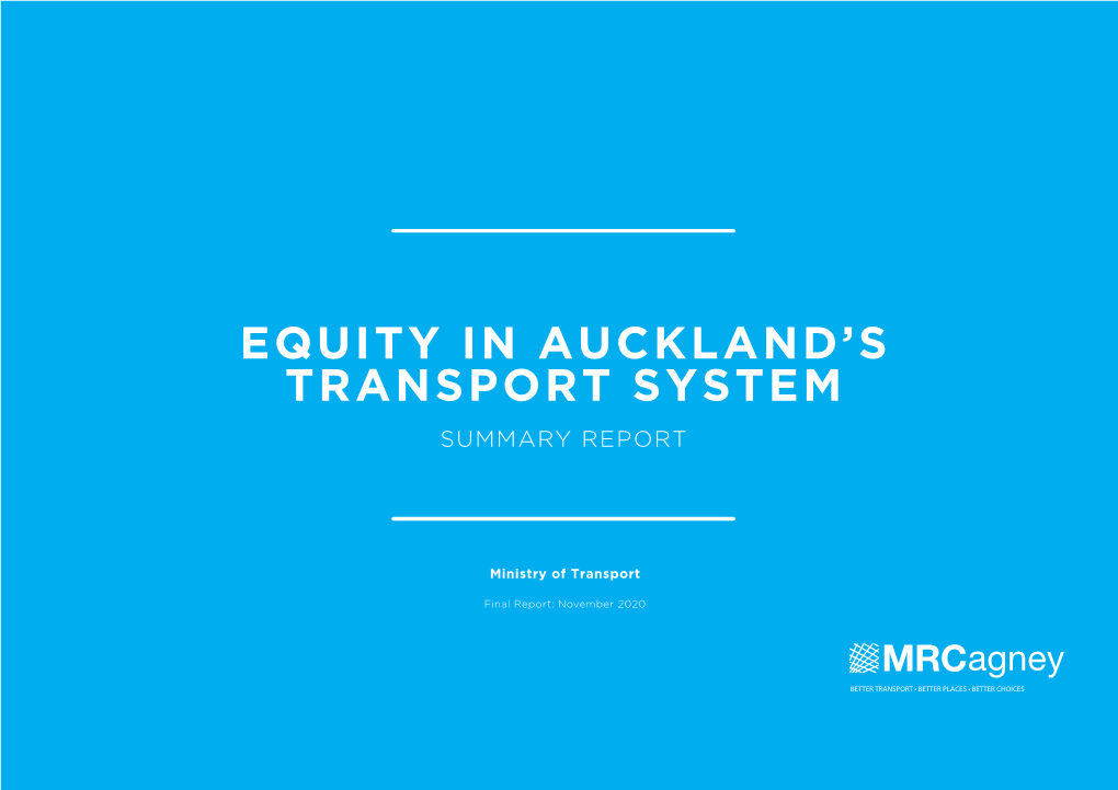 Equity in Auckland's Transport System