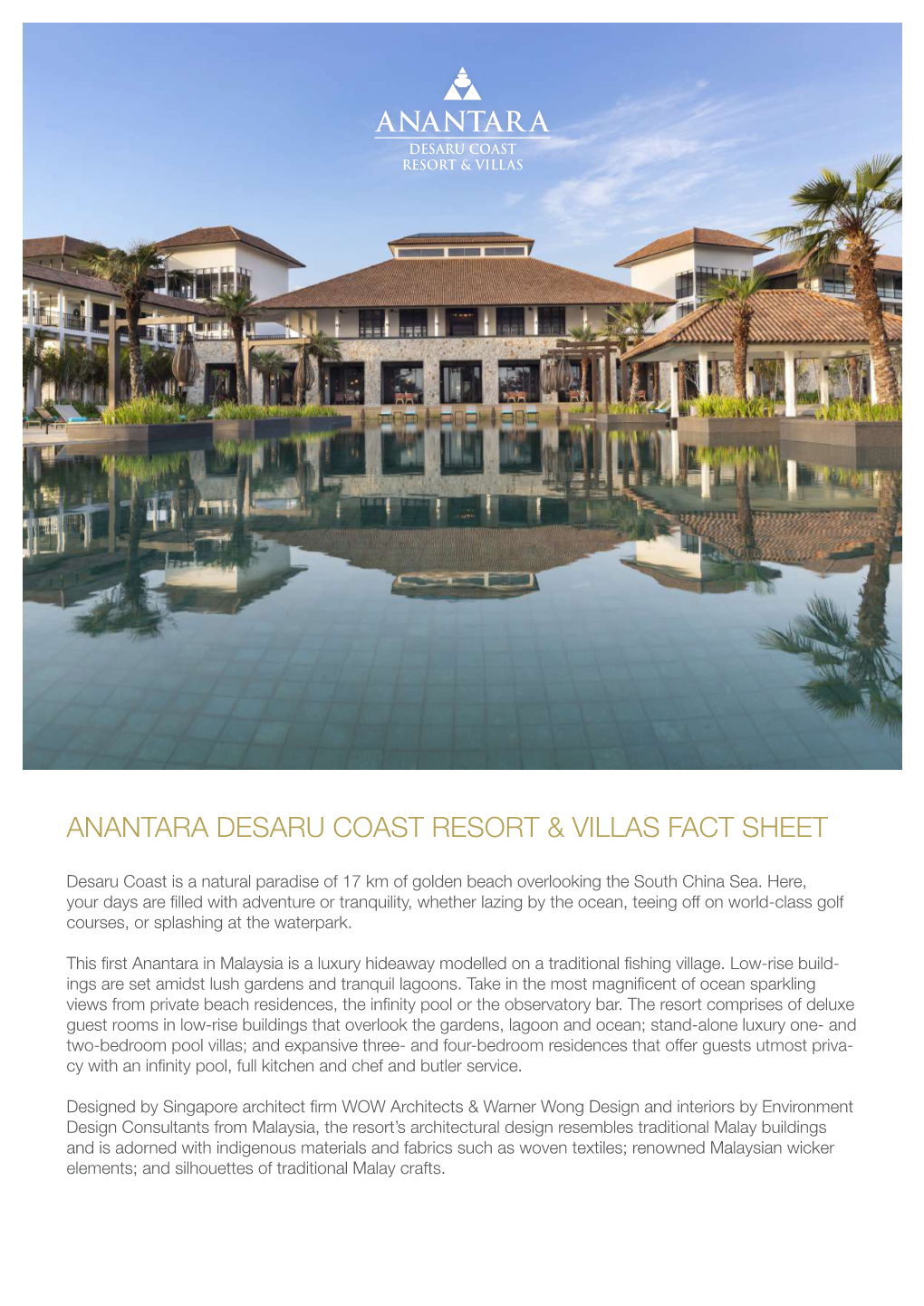 Anantara Desaru Coast Resort & Villas Fact Sheet