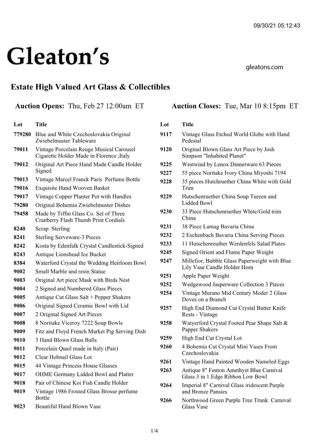 Estate High Valued Art Glass & Collectibles