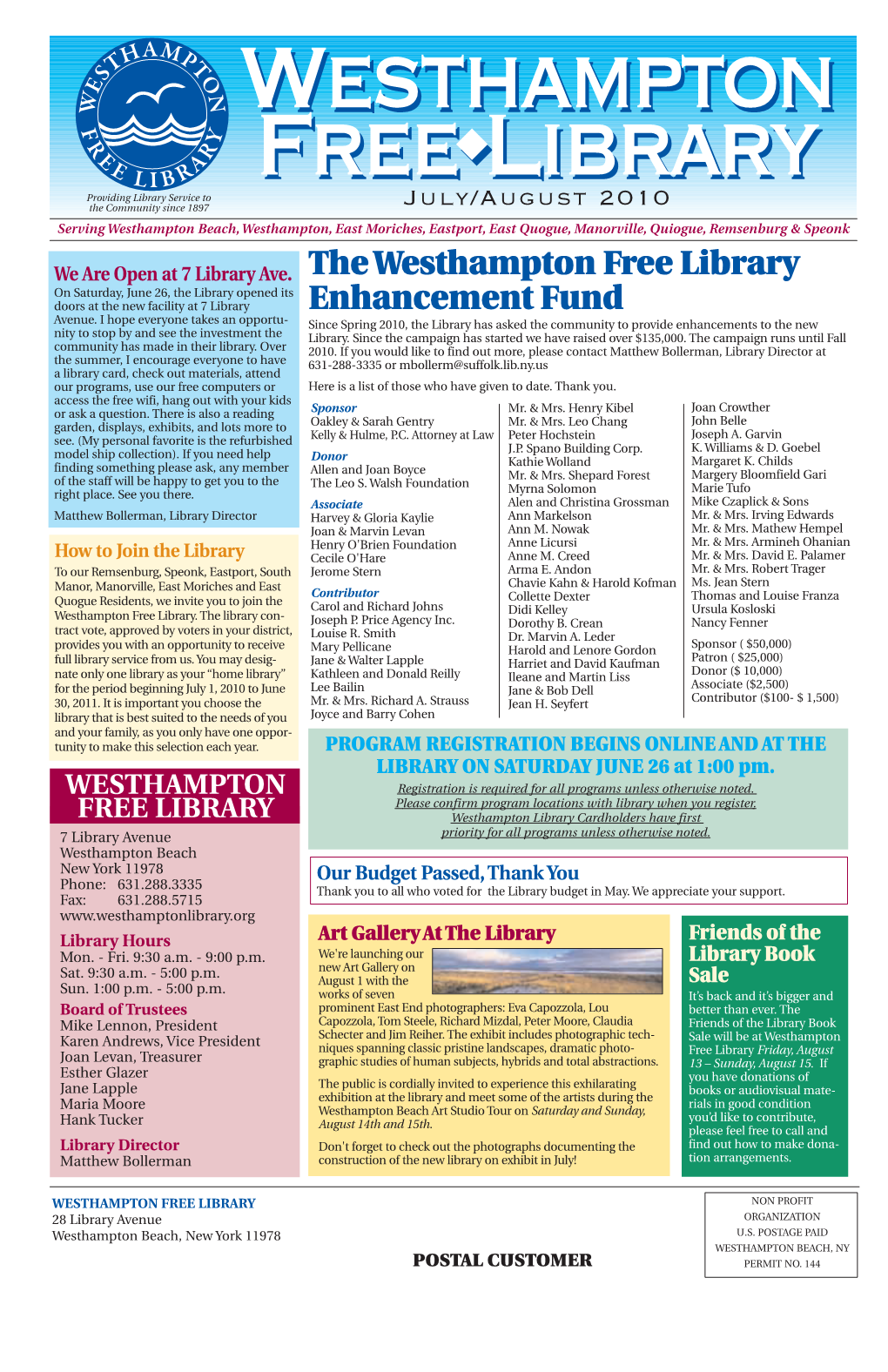 The Westhampton Free Library Enhancement Fund