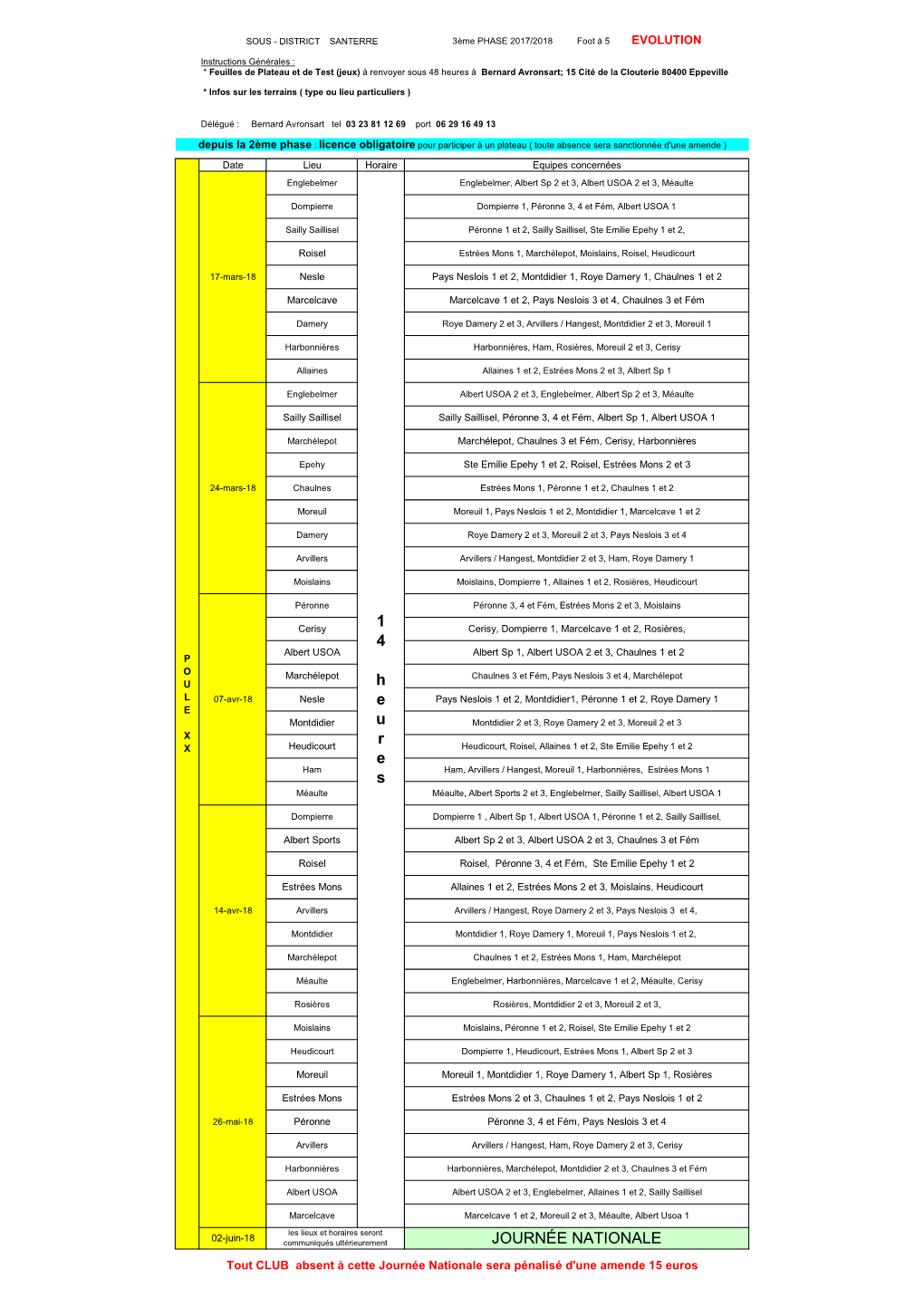 3Ème Phase Calendrier Foot À 5 Evolution Santerre