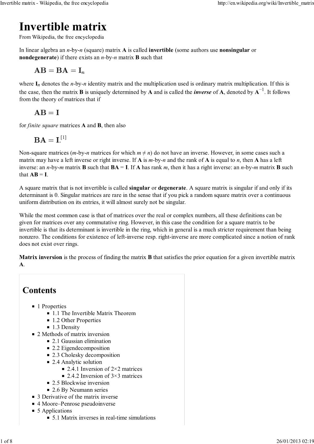 Invertible Matrix - Wikipedia, the Free Encyclopedia