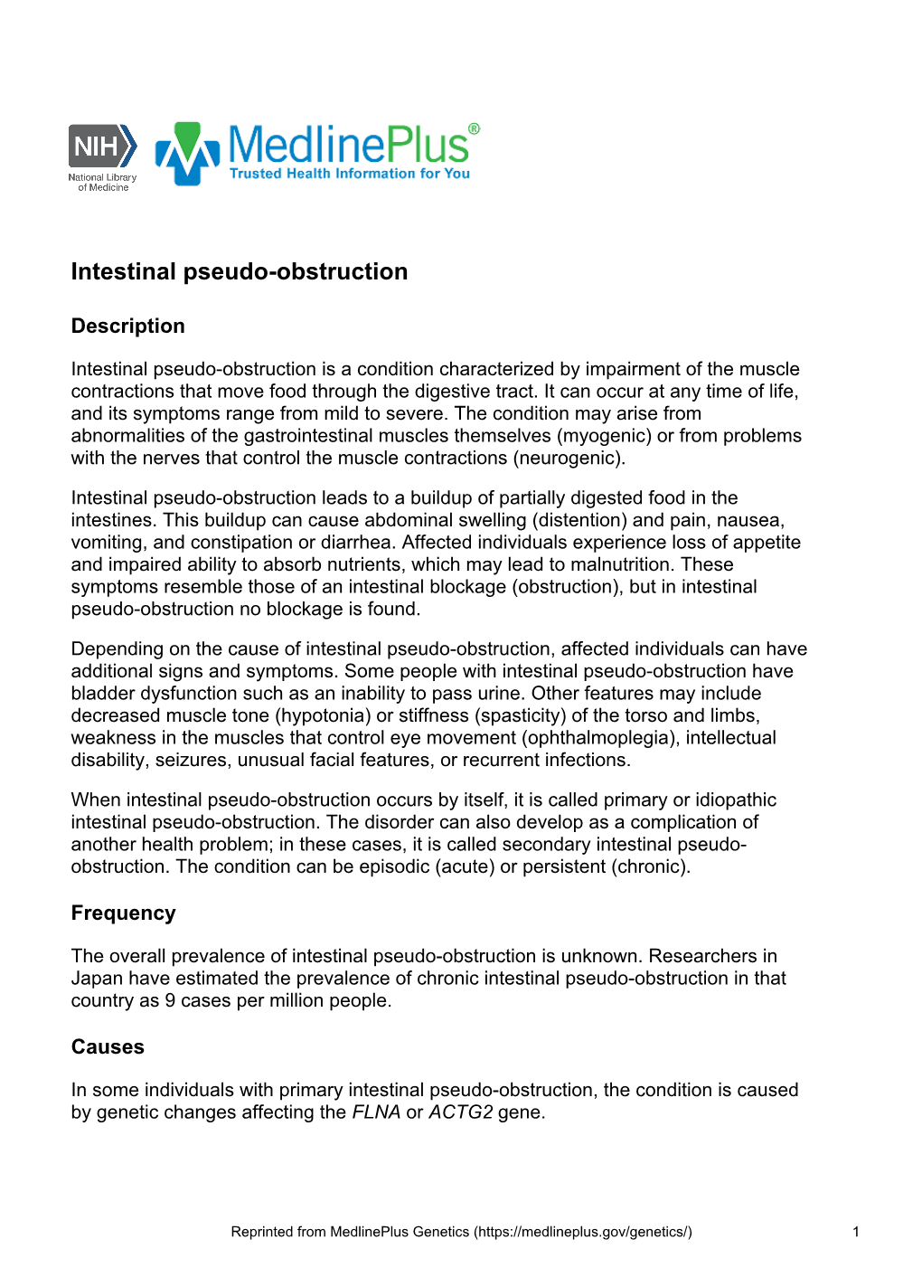 Intestinal Pseudo-Obstruction