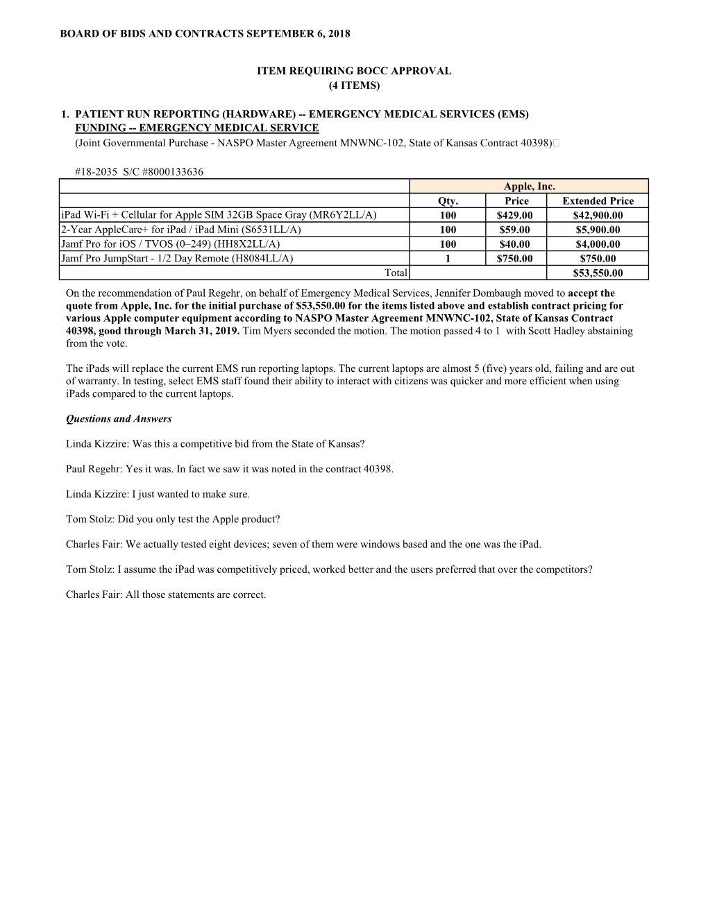 Bid Board Minutes 09/06/2018