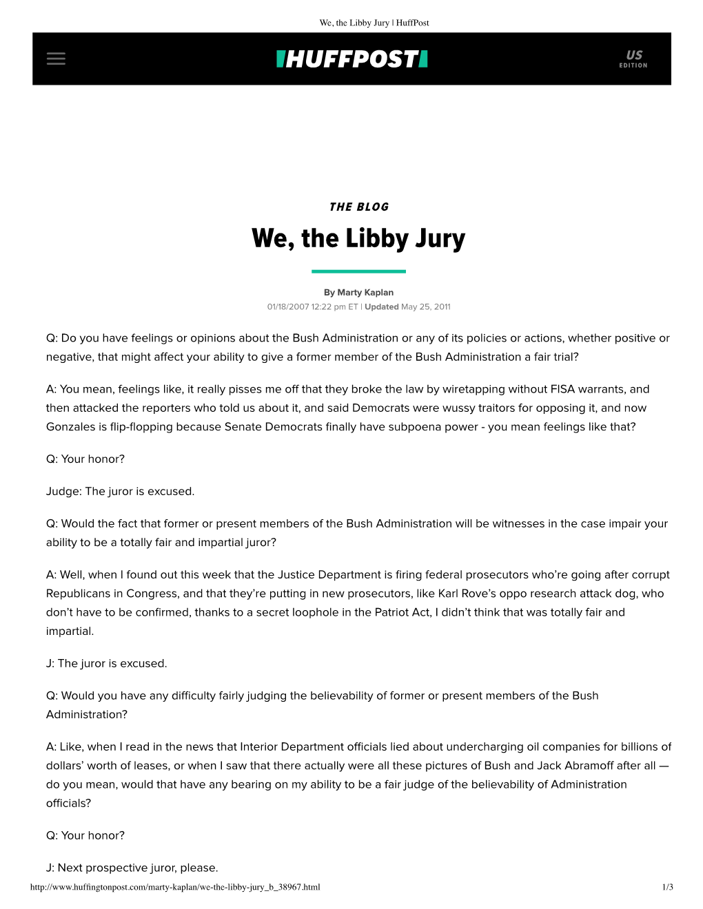 We, the Libby Jury | Huffpost