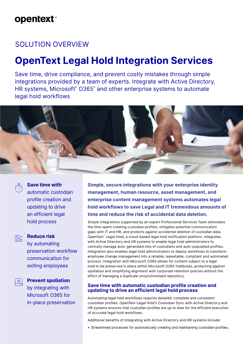 Opentext Legal Hold Integration Services Solution Overview
