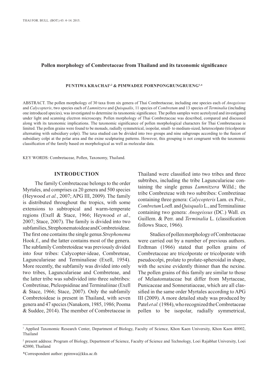 INTRODUCTION the Family Combretaceae Belongs To