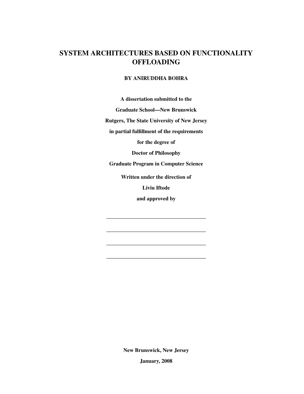 System Architectures Based on Functionality Offloading