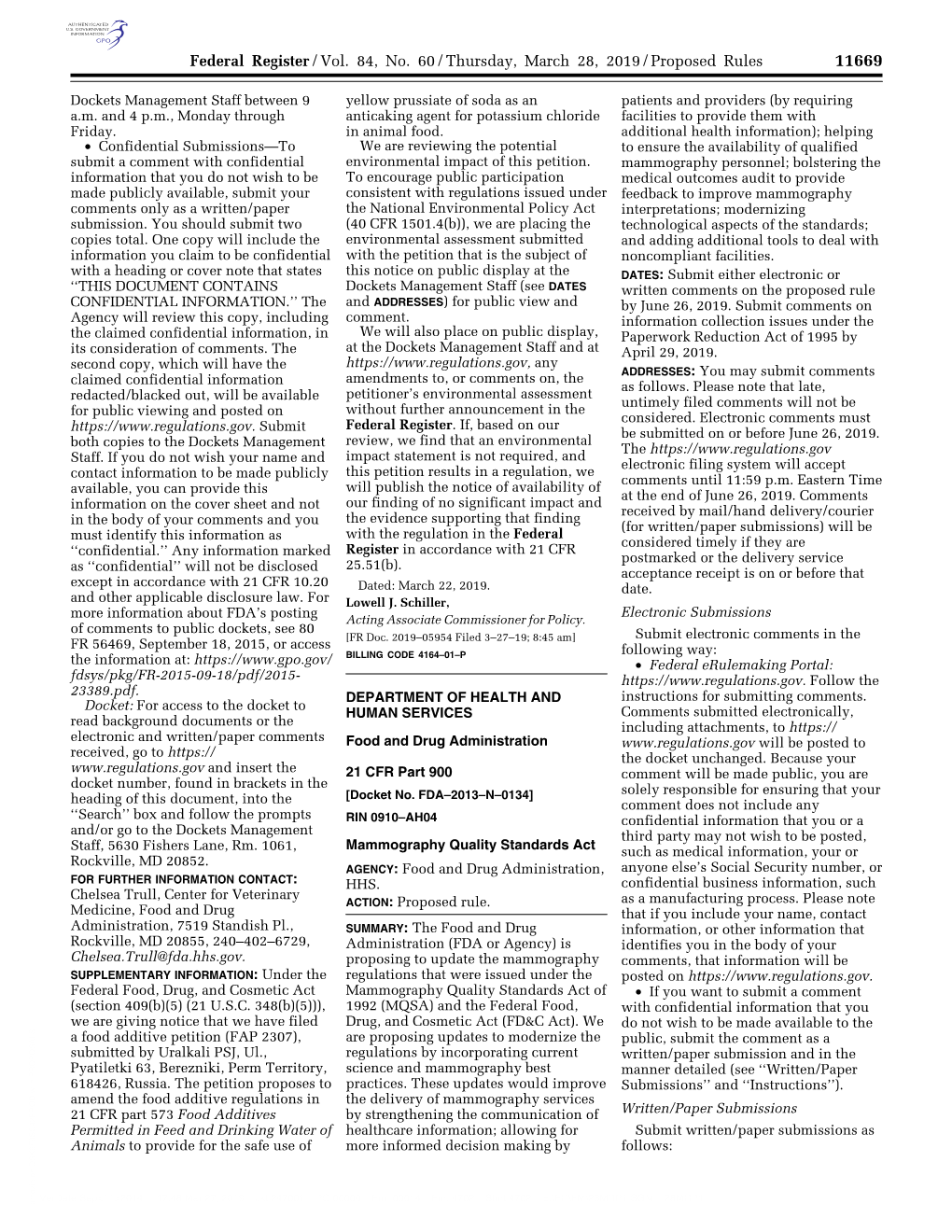 Federal Register/Vol. 84, No. 60/Thursday, March 28, 2019/Proposed Rules