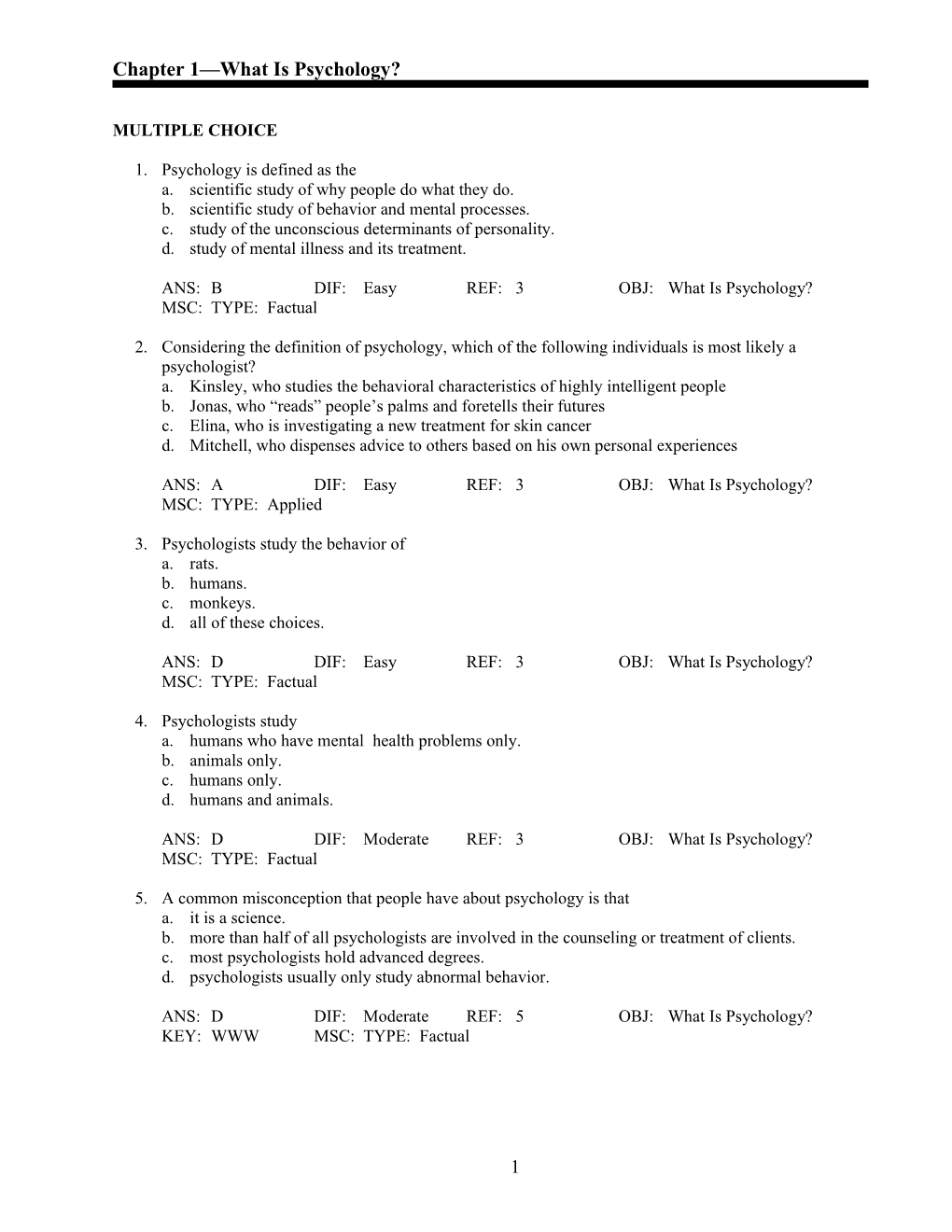 Chapter 1A What Is Psychology