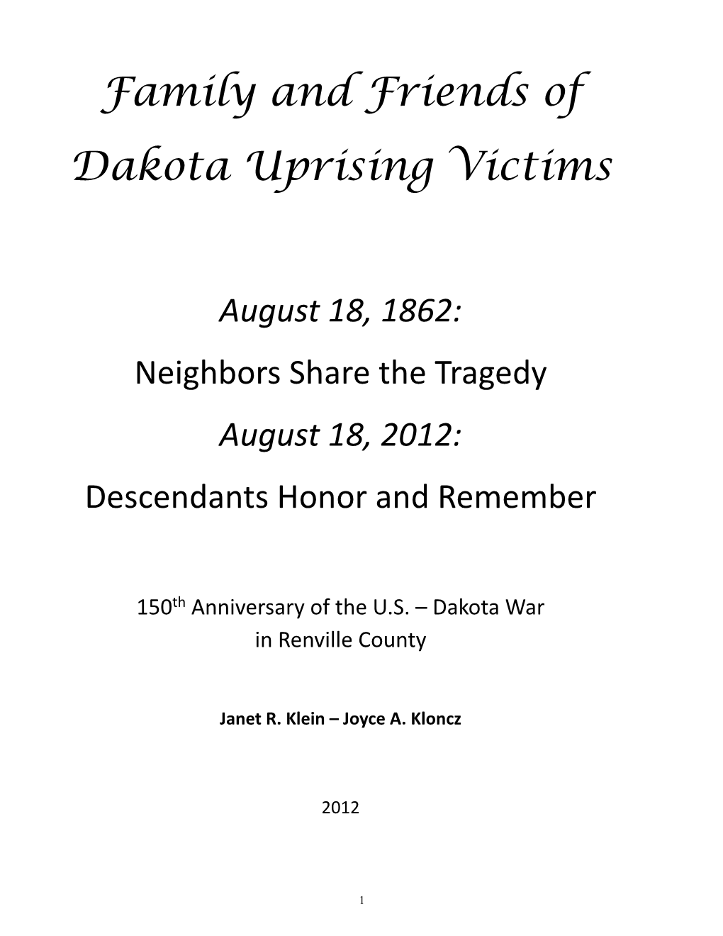 Dakota Commemeration Booklet Vol. 1.Pdf