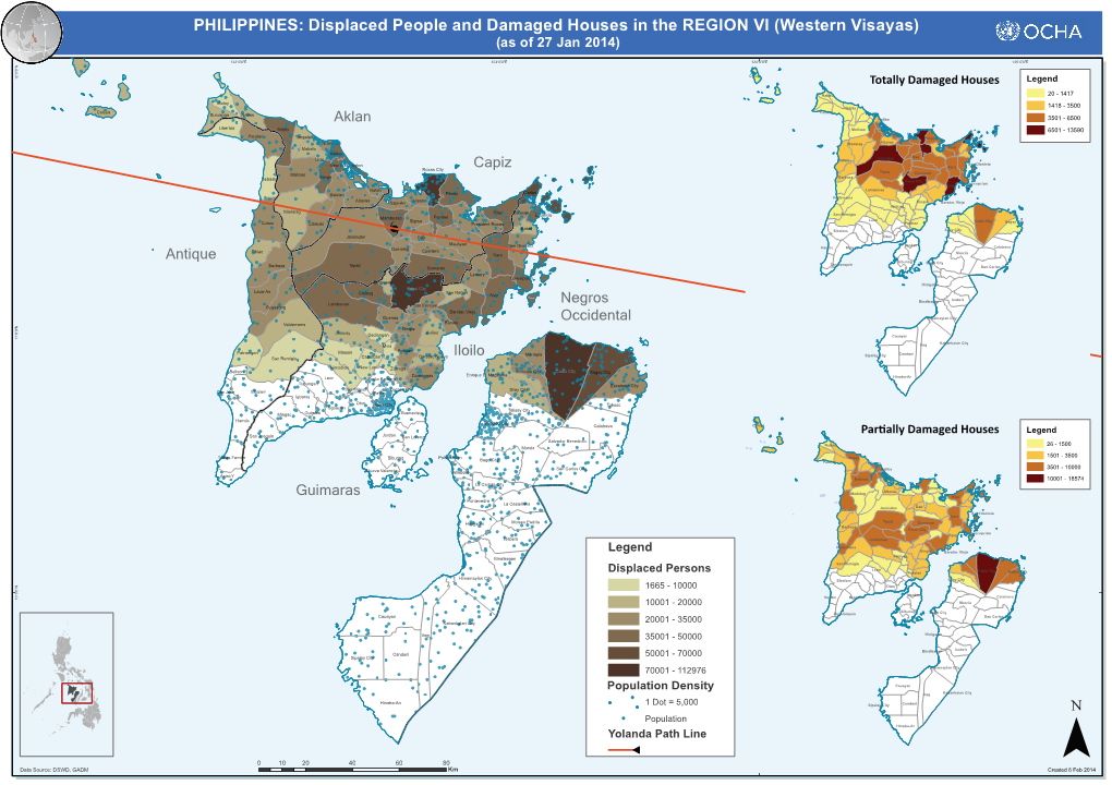 Displaced People and Damaged Houses in the REGION VI (Western Visayas) (As of 27 Jan 2014)