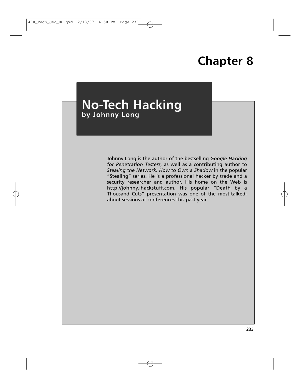 No-Tech Hacking by Johnny Long