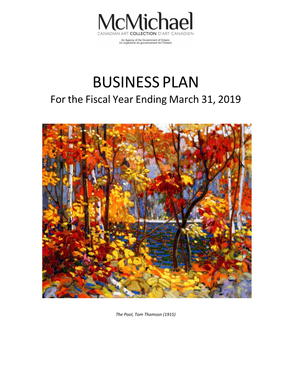 BUSINESS PLAN for the Fiscal Year Ending March 31, 2019