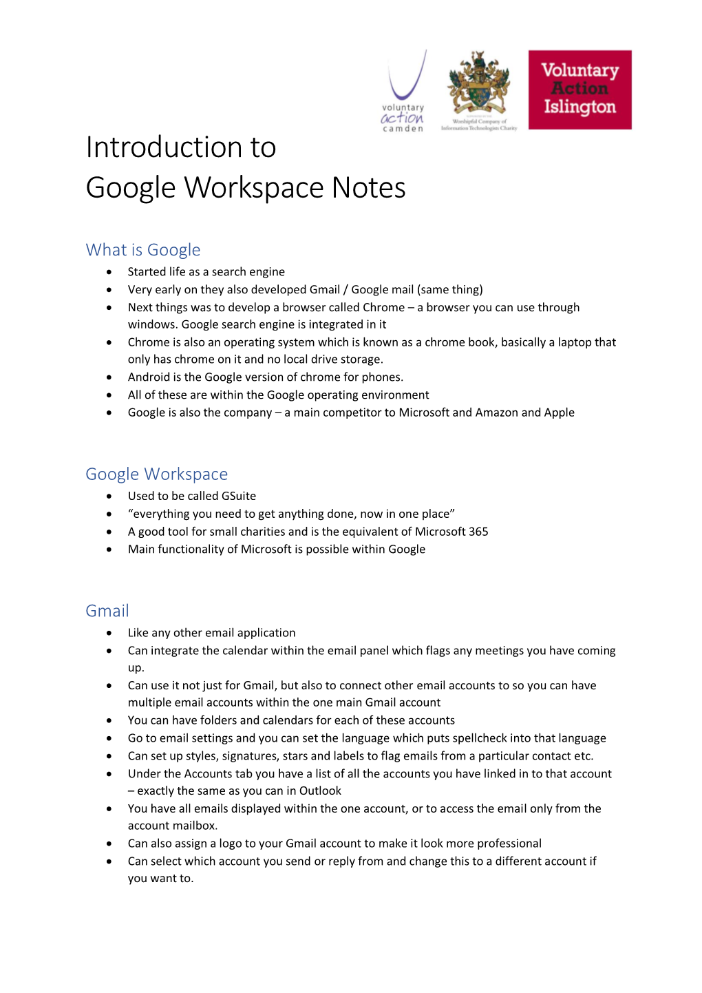Introduction to Google Workspace Notes