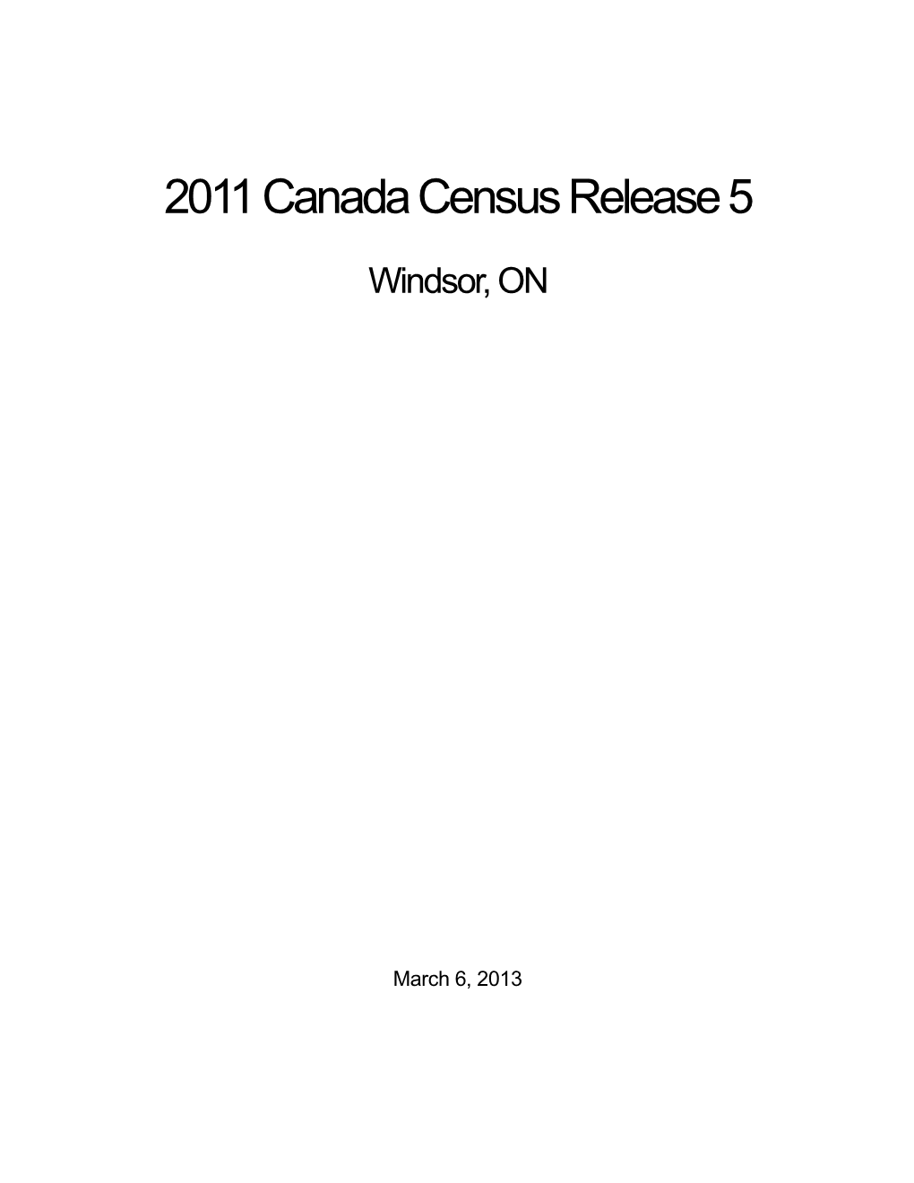 2011 Canada Census Release 5 Report