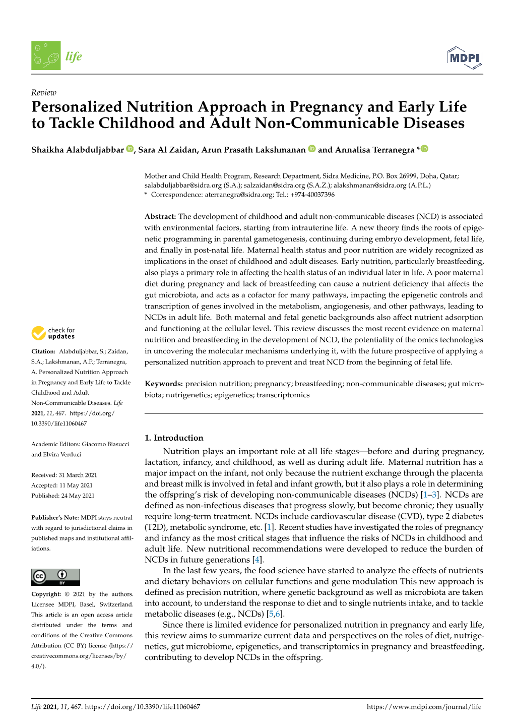 Personalized Nutrition Approach in Pregnancy and Early Life to Tackle Childhood and Adult Non-Communicable Diseases