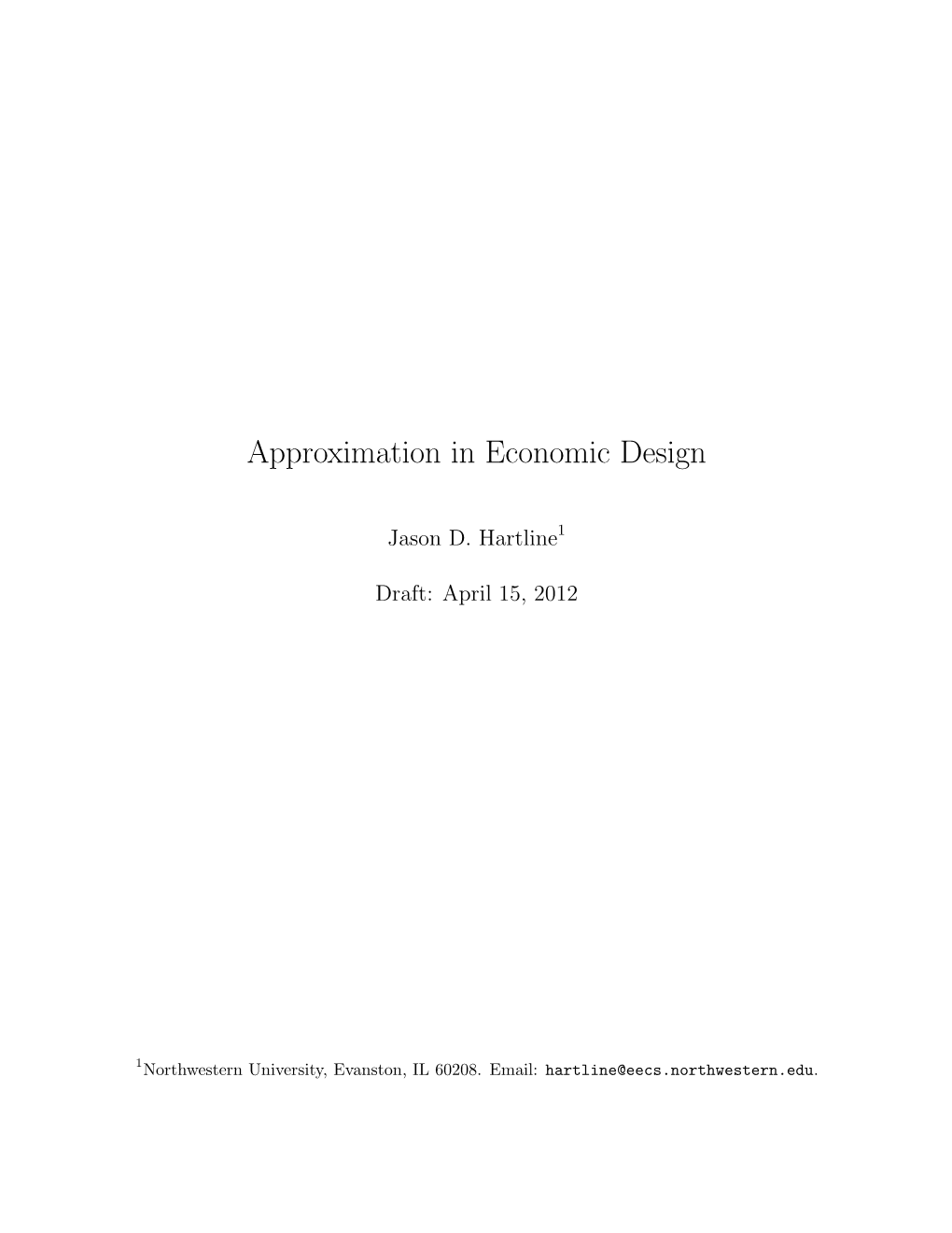 Approximation in Economic Design