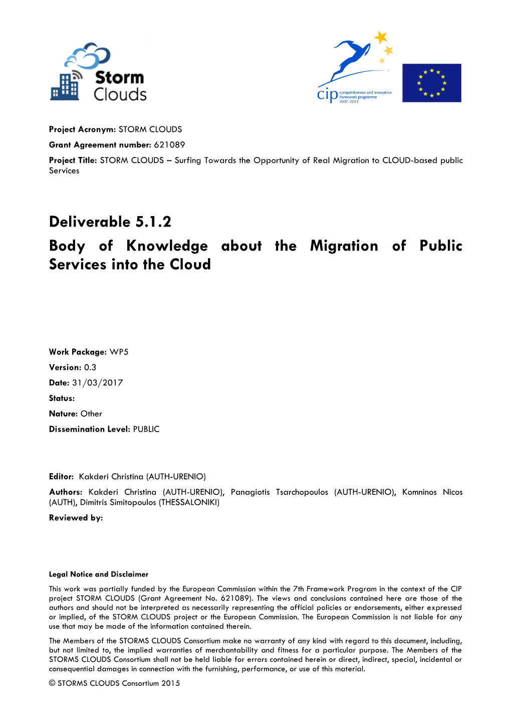 Deliverable 5.1.2 Body of Knowledge About the Migration of Public Services Into the Cloud