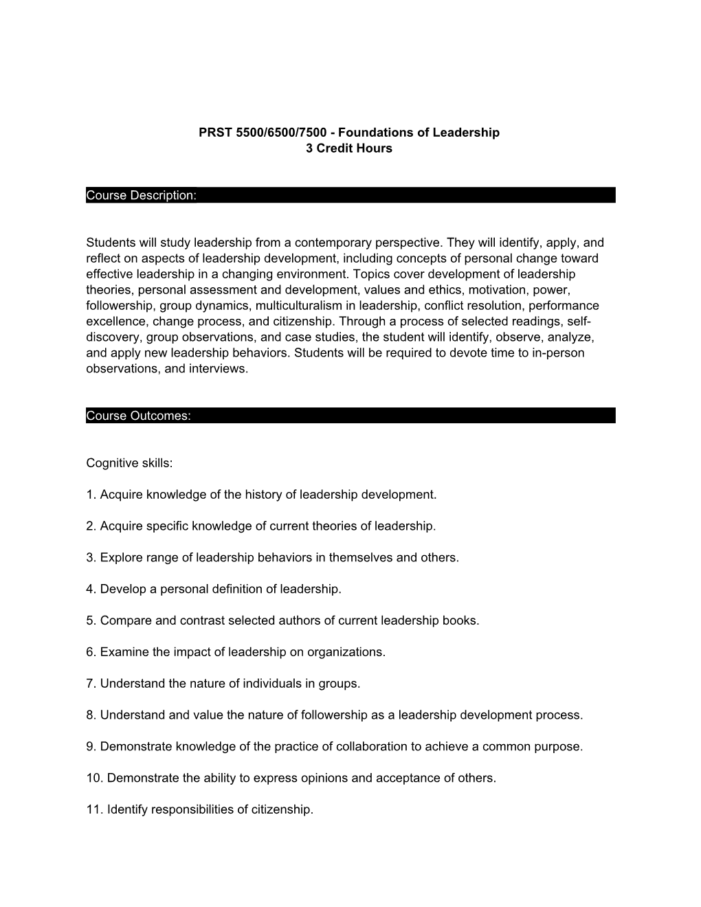 PRST 5500/6500/7500 Syllabus