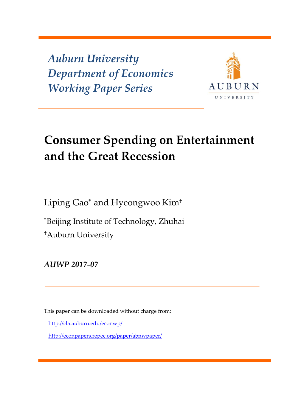 Consumer Spending on Entertainment and the Great Recession
