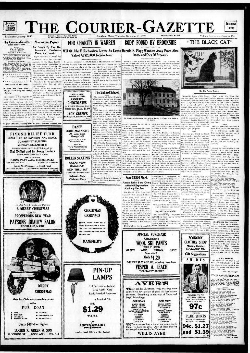 Courier Gazette : December 21, 1939